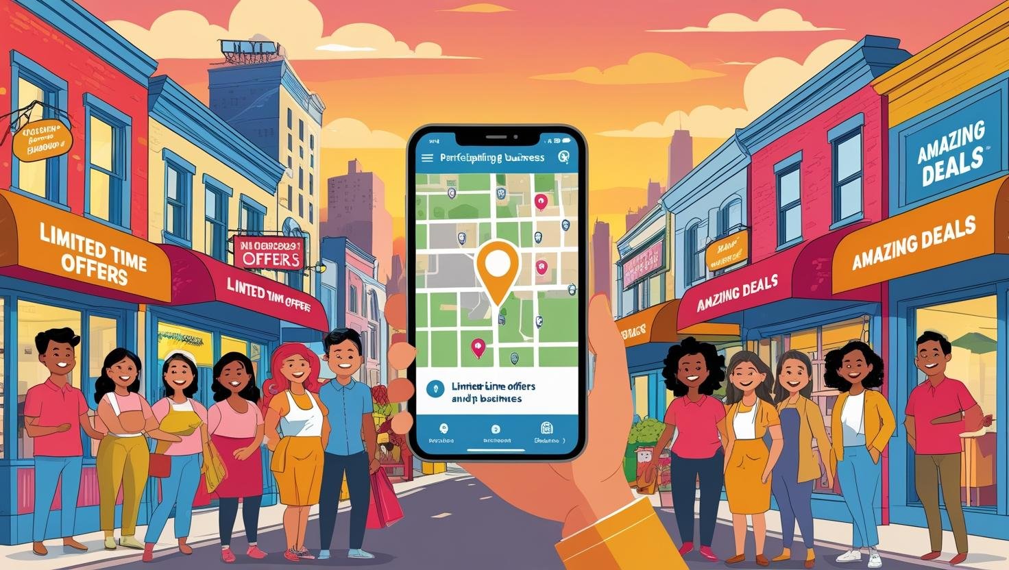 Happy customers shopping with discounts